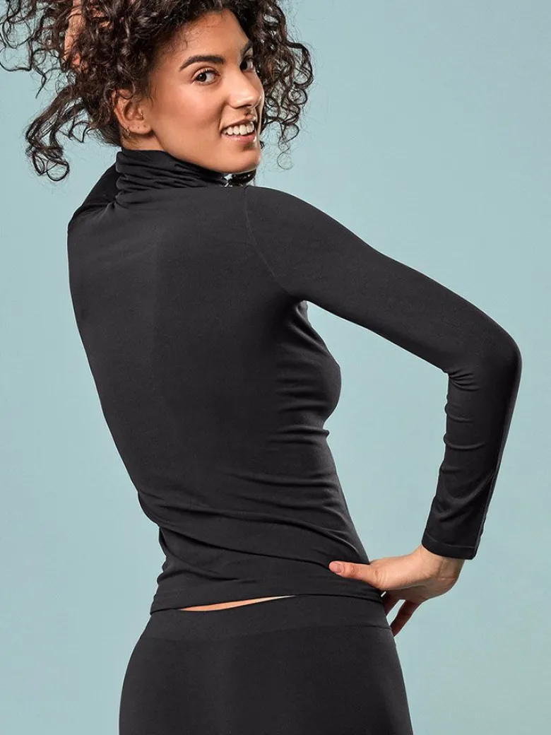 Camiseta mujer Focenza cuello alto manga larga 606 Negro