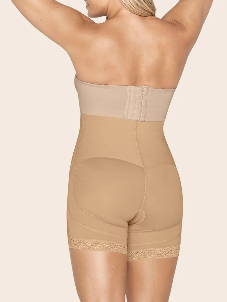Faja pantalon alta tipo short de control fuerte levanta glúteos Leonisa 018486